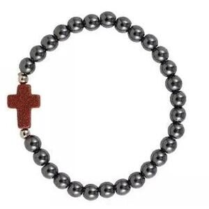 Sparkle Bronze Cross Hematite Magnetic Bracelet